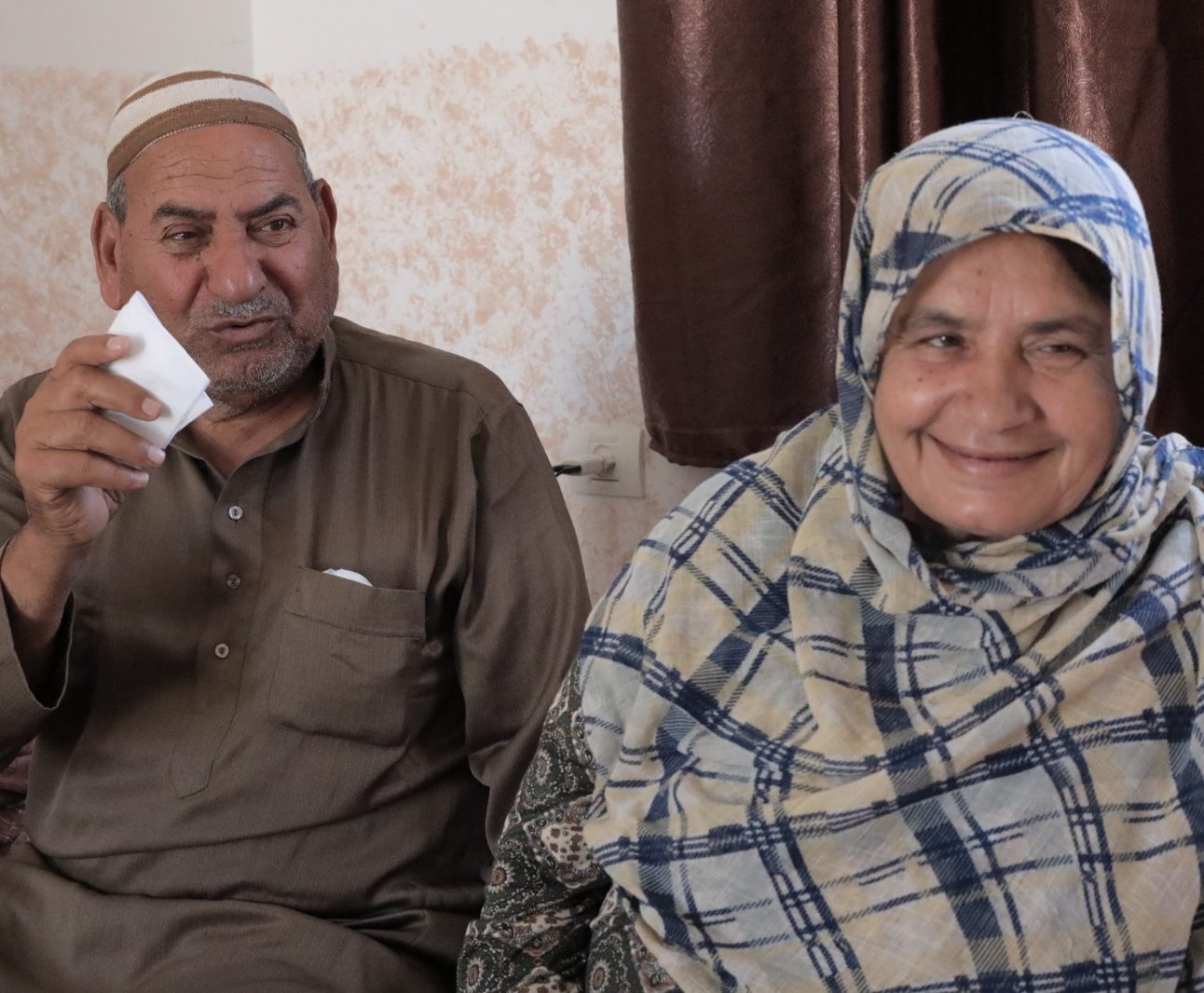 Halima Shehada, with her husband. Gaza.