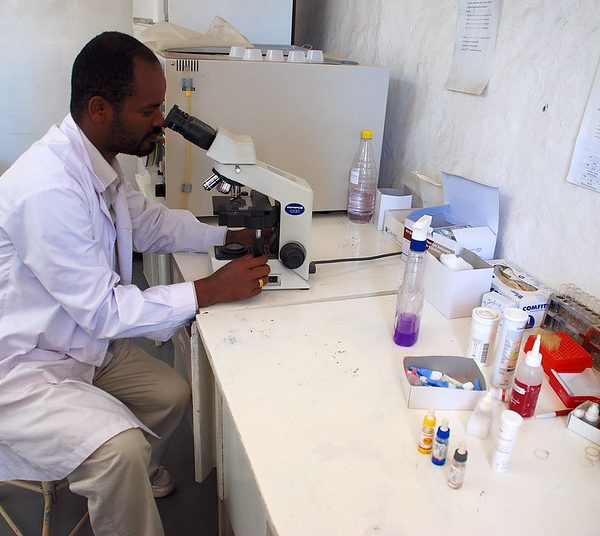 Laboratory technician that partners with HelpAge and TESFA to do voluntary counselling and testing on HIV/AIDS, 2011