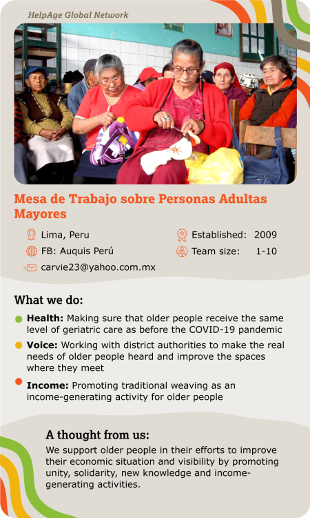 Mesa de Trabajo (sobre personas adultas mayores - Grupo de Apoyo a los auquis de Ollantay) - Peru Coordinaion Group of Older people