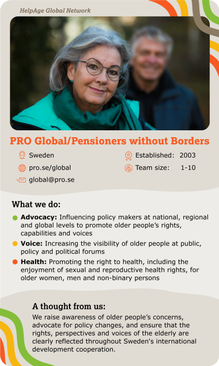 PRO Global, Pensioners without Borders (PRO: Pensionärernas riksorganisation, National Association for Retired Persons)