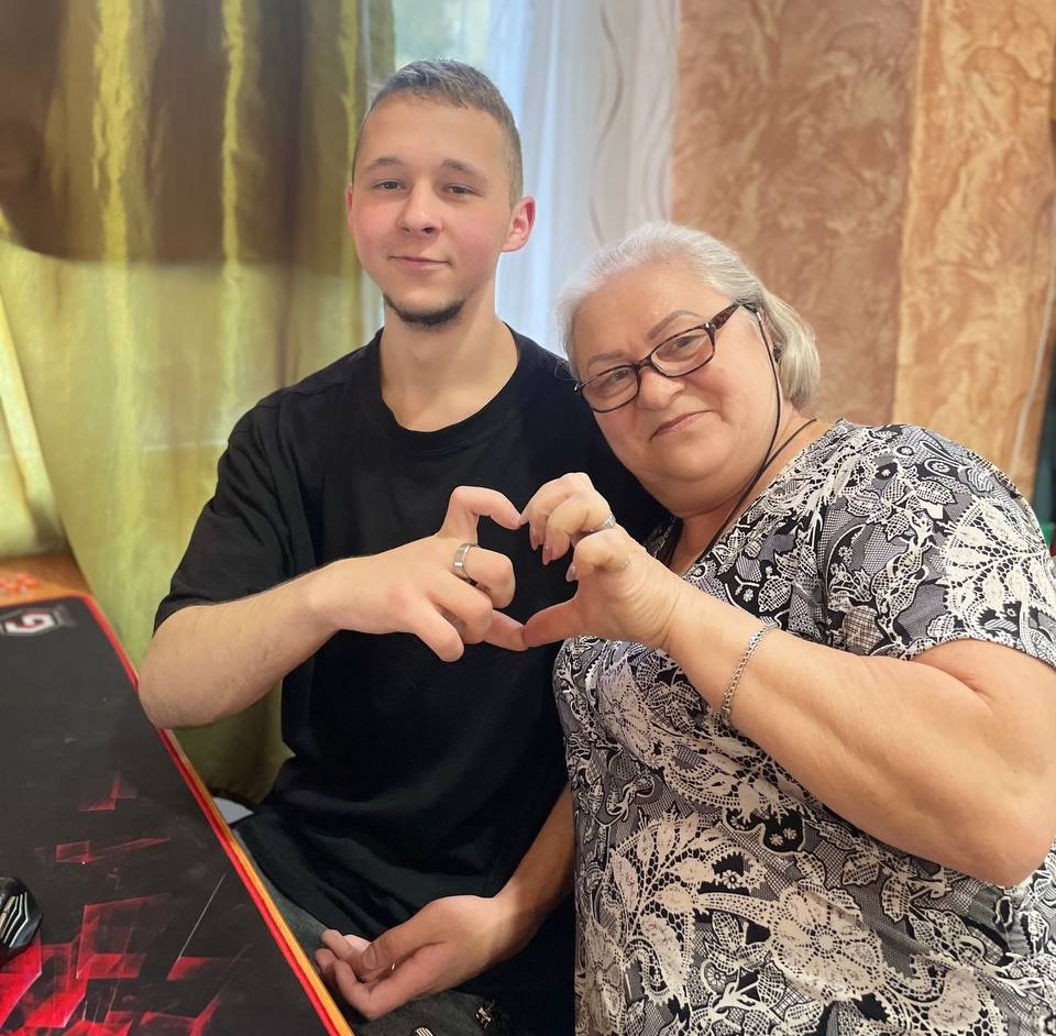 Halyna, 65, with her grandson Volodymyr